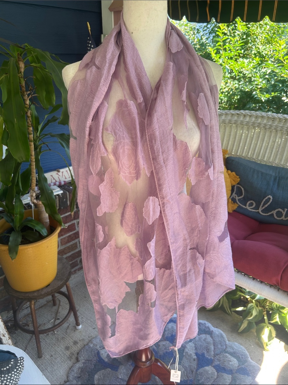 Lavender Floral Burnout Devoré Wrap Scarf